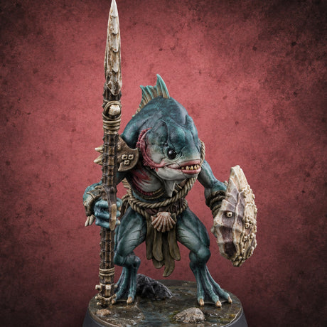 Madness Comes in Shoals Kuo-toa Tide Raider D — painted concept preview (miniature supplied unpainted)