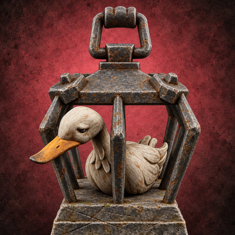 Duck Says Quack Off Stone Cage with Duck — painted concept preview (terrain supplied unpainted)