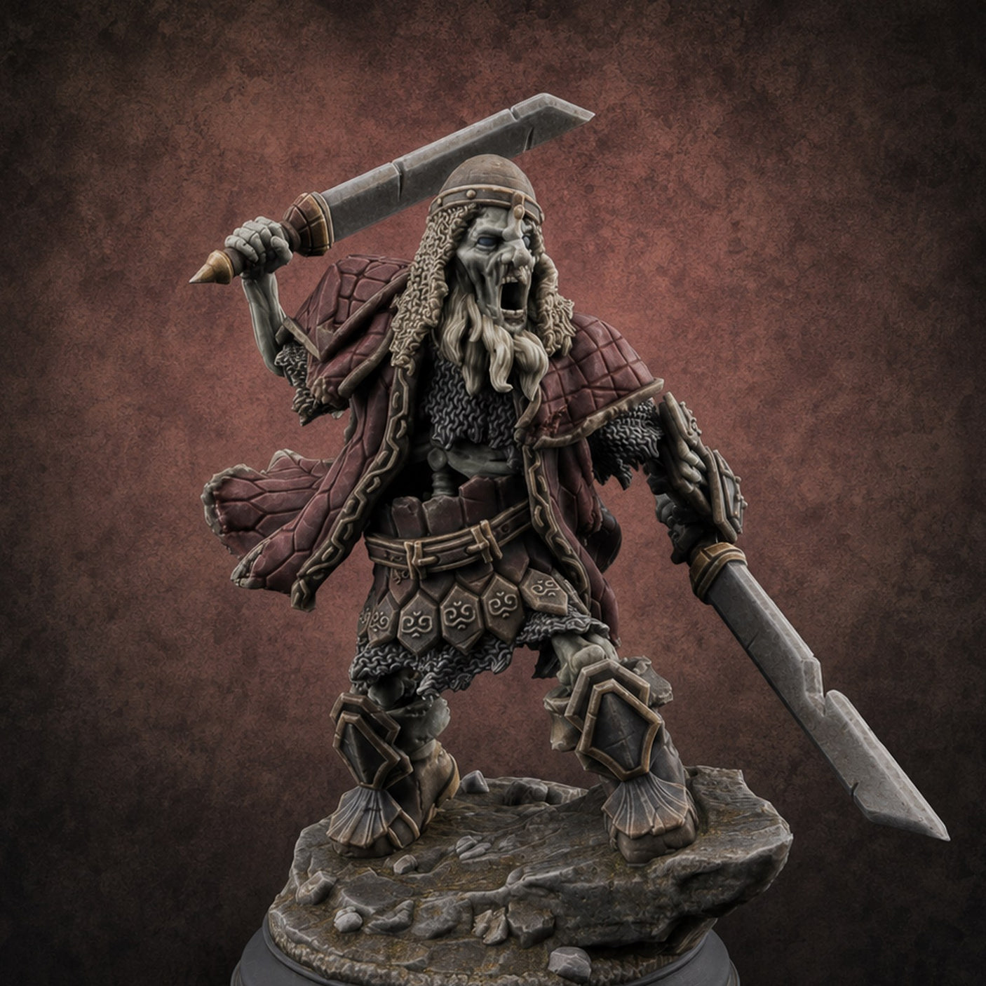 Risen and Roaring Undead Dwarf Warrior D — painted concept preview (miniature supplied unpainted)