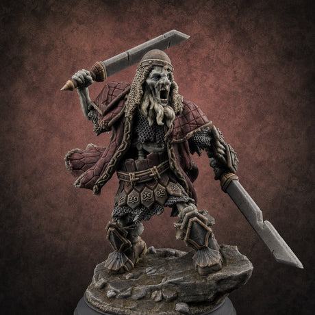 Risen and Roaring Undead Dwarf Warrior D — painted concept preview (miniature supplied unpainted)