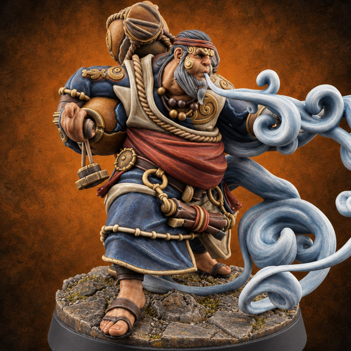 Gourds Packed, Breath Unleashed Human Wind Elementalist — painted concept preview (miniature supplied unpainted)