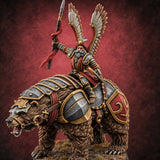 Winged Hussars, Armoured Bruin Dwarf Bear Rider D — painted concept preview (miniature supplied unpainted)