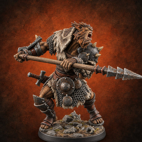 Fur Pelts, Sharp Points Bugbear Warrior B — painted concept preview (miniature supplied unpainted)