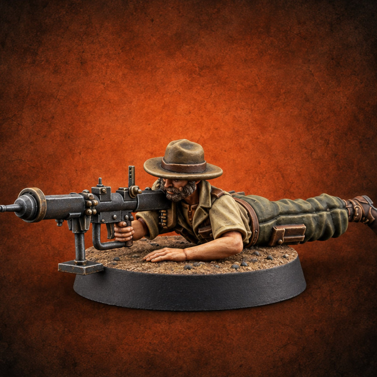 Reload Faster, Aim Truer Human Bearded Soldier A — painted concept preview (miniature supplied unpainted)