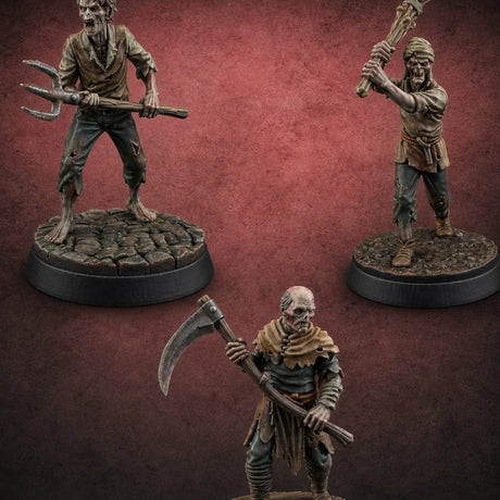 Raising a Ruckus Zombie Villagers — painted concept preview (miniature supplied unpainted)