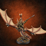 Reckless at Altitude Lizardfolk Rider on Wyvern B — painted concept preview (miniature supplied unpainted)