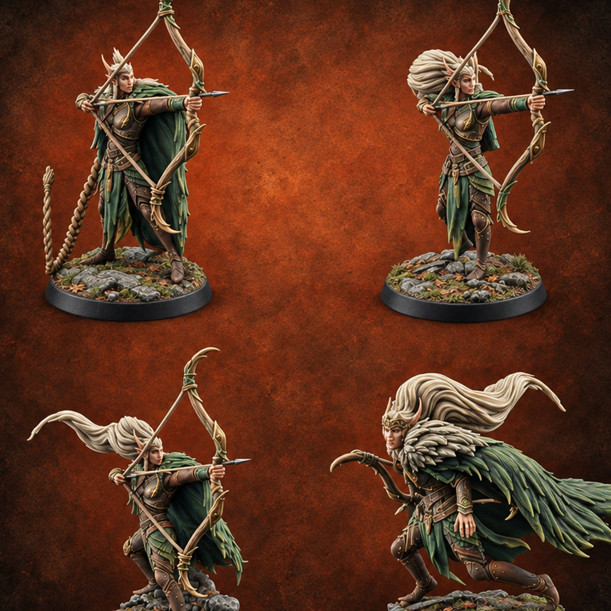 Every Stance, Same Steady Aim Elf Archers — painted concept preview (miniature supplied unpainted)