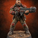 Reload Is for Later Human Heavy Gunner Raider B — painted concept preview (miniature supplied unpainted)