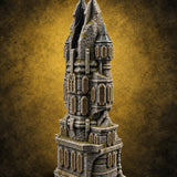 Spires Split Like Broken Teeth Gothic Ruined Temple Tower — painted concept preview (terrain supplied unpainted)