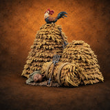 Orchard Chores Farmyard Scatter Piece C — painted concept preview (terrain supplied unpainted)