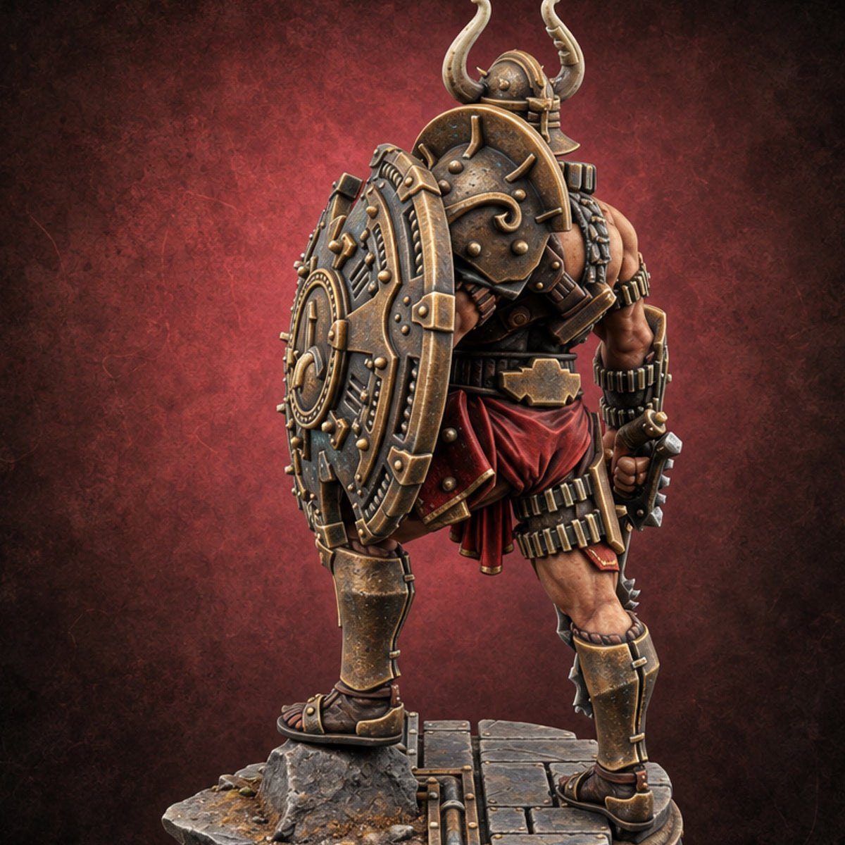 Bronze Wall, Rivet Heavy Human Hoplite Warrior B — painted concept preview (miniature supplied unpainted)