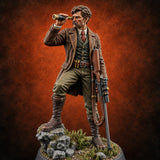 Spotted Before He Fires Human Scout with Spyglass and Scoped Rifle — painted concept preview (miniature supplied unpainted)
