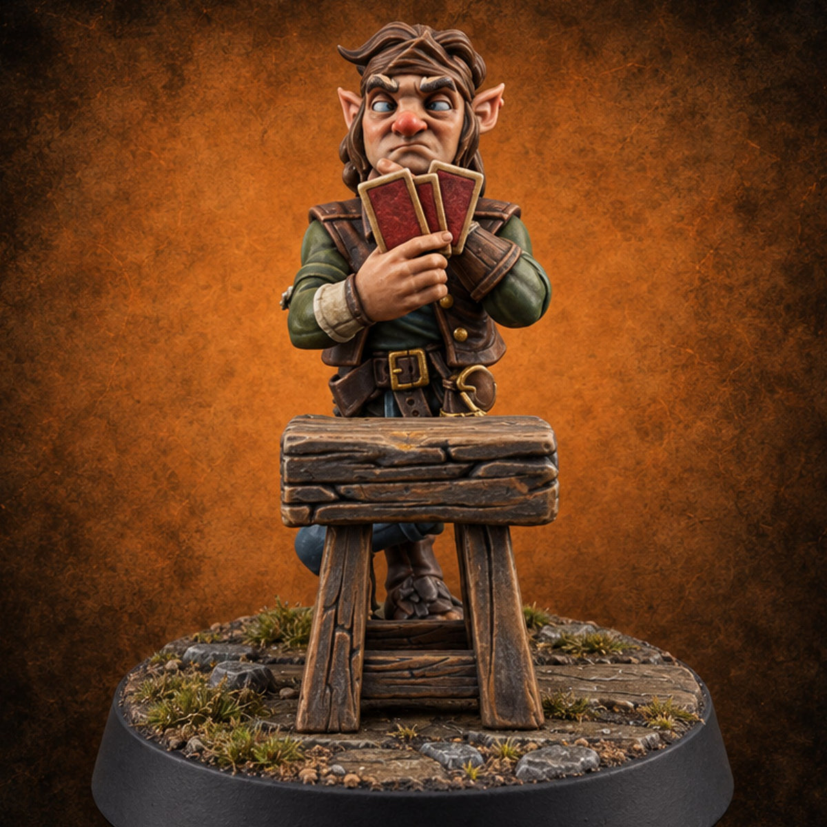 Nobody Trusts the Dealer Card Player D — painted concept preview (miniature supplied unpainted)