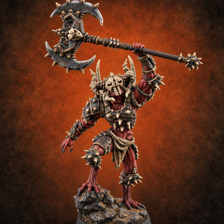 Spikes Fall In, Ranks Form Up Barbed Devil Warrior I — painted concept preview (miniature supplied unpainted)