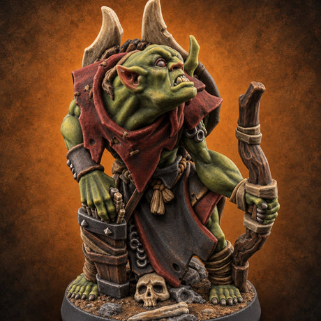 Stringing Bows, Stirring Trouble Goblin Warrior A — painted concept preview (miniature supplied unpainted)