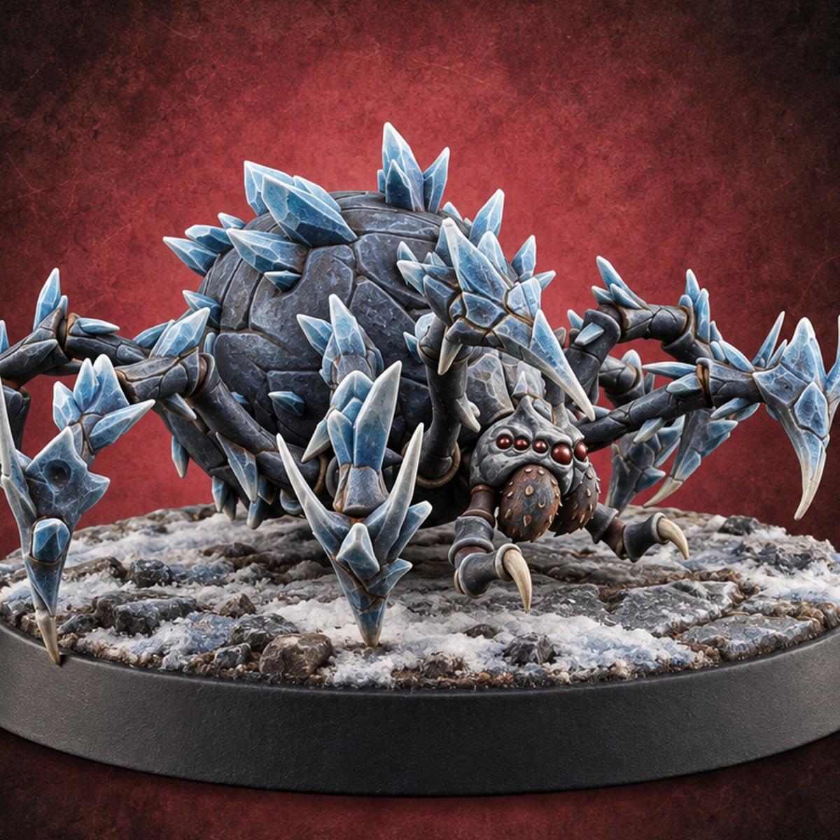 Frostbitten Weaver Giant Spider A — painted concept preview (miniature supplied unpainted)