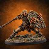 No Mushroom for Retreat Human Spear and Shield Warrior B — painted concept preview (miniature supplied unpainted)