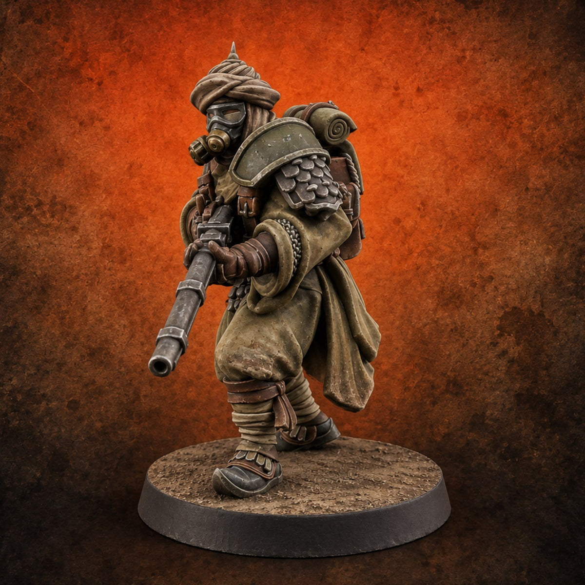 No Breath Breaks Formation Human Gas-Masked Soldier D — painted concept preview (miniature supplied unpainted)