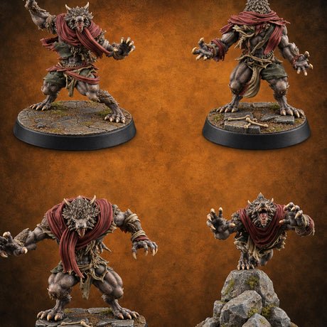 Scarves Torn, Fangs Bared Werewolf Monsters — painted concept preview (miniature supplied unpainted)