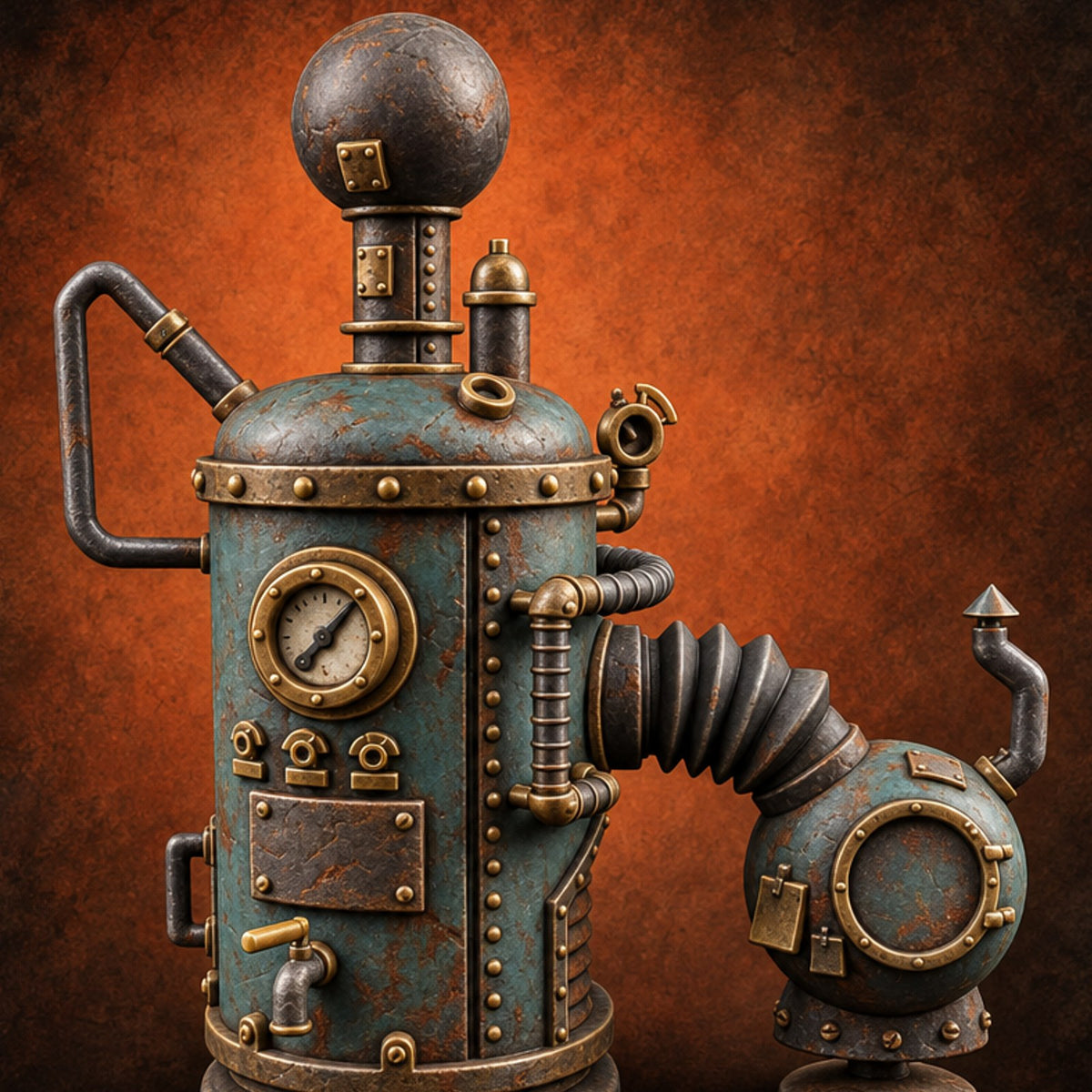 Pipe Dreams Under Pressure Steampunk Alchemist Pressure Tank — painted concept preview (terrain supplied unpainted)