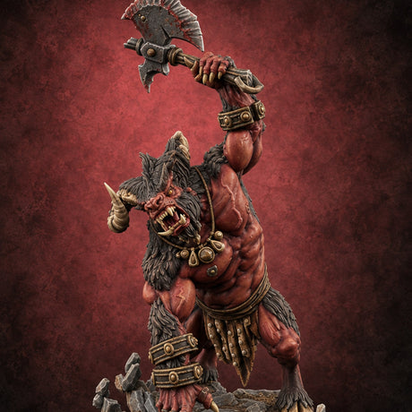 Breaks the Ground First Goristro Fiend with Raised Axe — painted concept preview (miniature supplied unpainted)