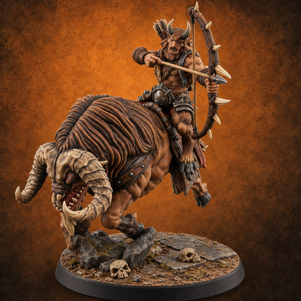 Thundering Into Battle Beastman Gorthek Rider D — painted concept preview (miniature supplied unpainted)