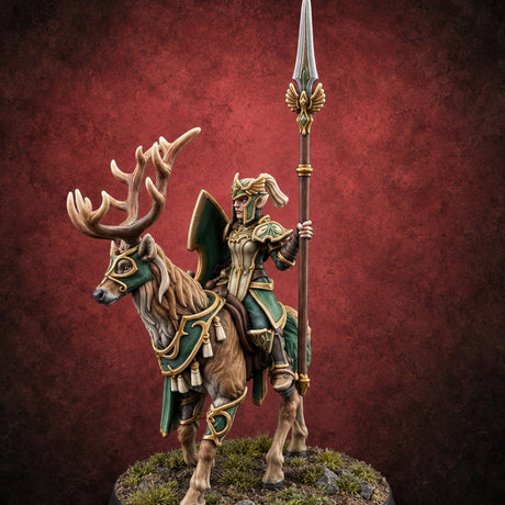 Antlers Lead the Charge Elf Stag Rider A — painted concept preview (miniature supplied unpainted)