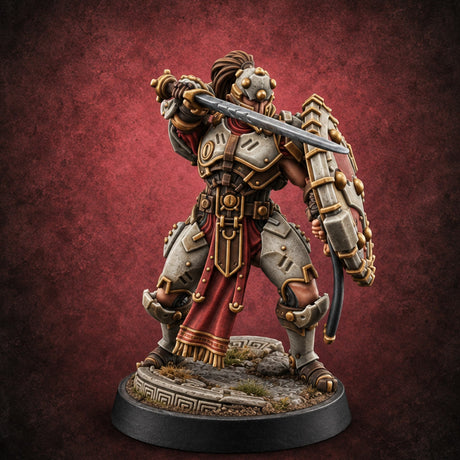 Phalanx Holds Past Sunset Human Hoplite Warrior F — painted concept preview (miniature supplied unpainted)