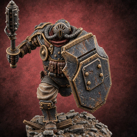 Breathing Rubble, Holding Ground Human Iron Guard Soldier C — painted concept preview (miniature supplied unpainted)