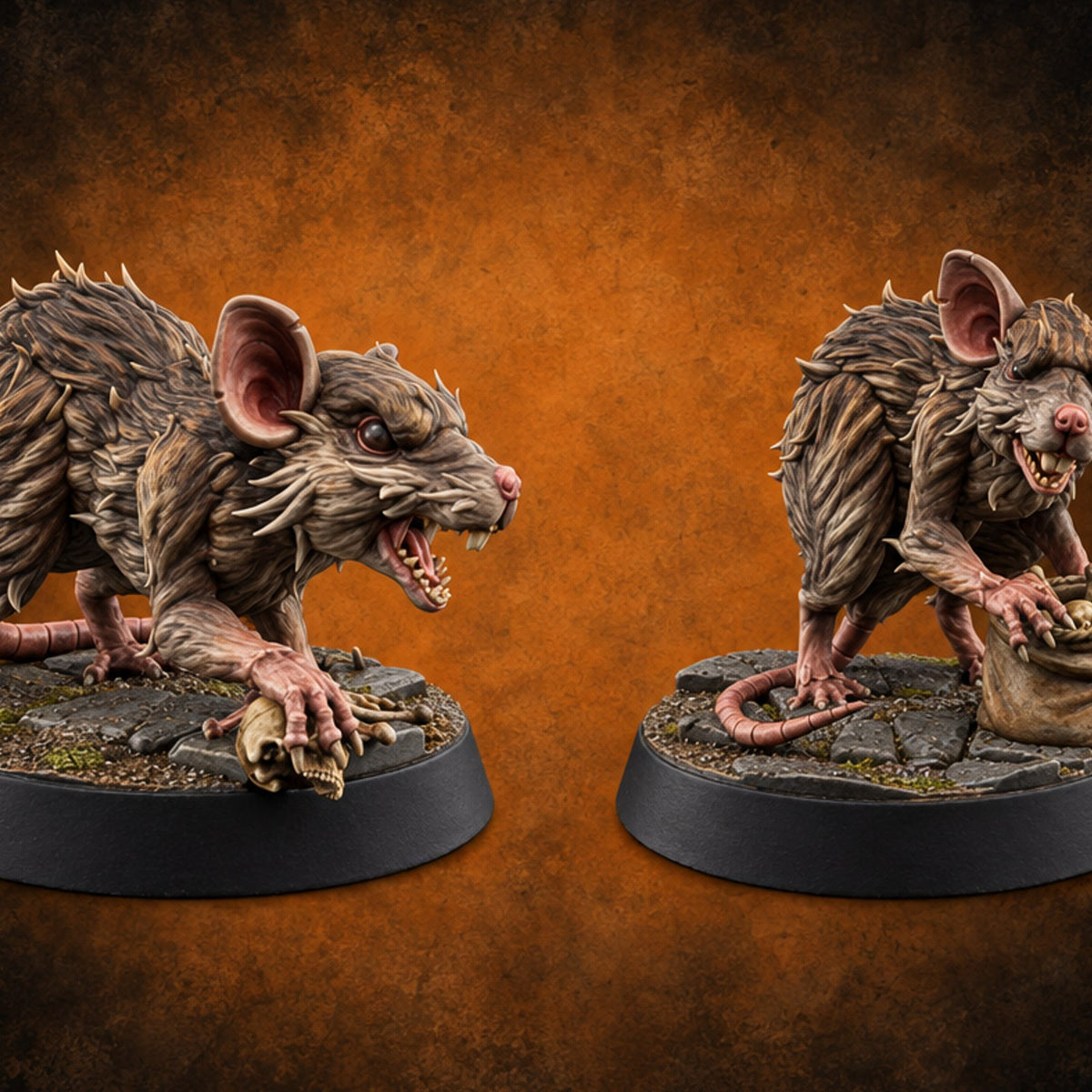 Fur Bristling Giant Rats — painted concept preview (miniature supplied unpainted)