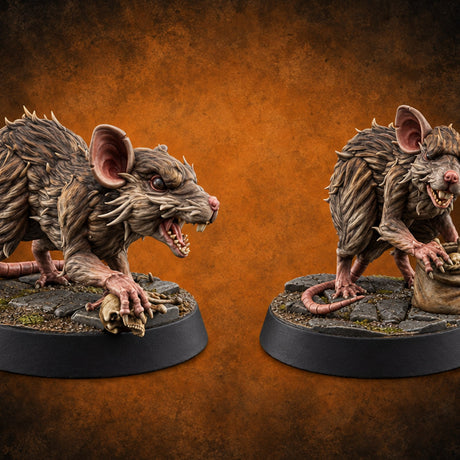 Fur Bristling Giant Rats — painted concept preview (miniature supplied unpainted)