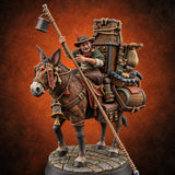 Whole Shop on Four Hooves Human Peddler on Mule — painted concept preview (miniature supplied unpainted)