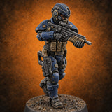 Badge Heavy, Patience Thin Human Sci-Fi Police Officer B — painted concept preview (miniature supplied unpainted)