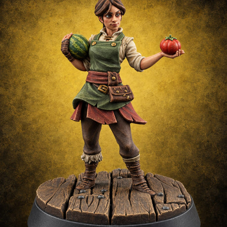 Shoulder Melon, Tomato Toss Human Fruit Seller — painted concept preview (miniature supplied unpainted)