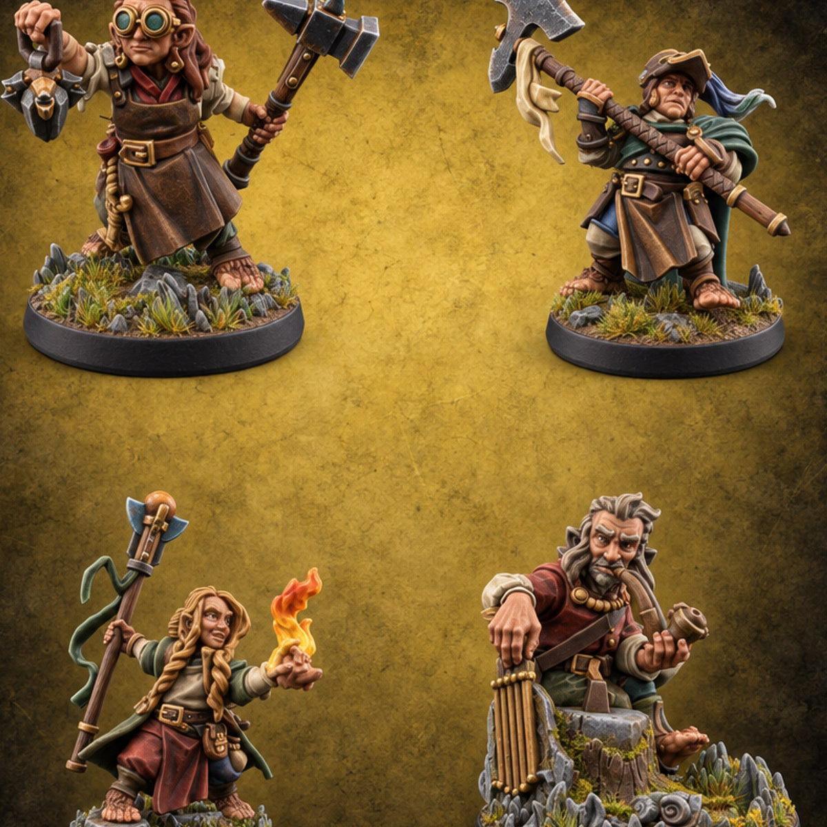 Small Feet, Big Callings Halfling Adventurers — painted concept preview (miniature supplied unpainted)
