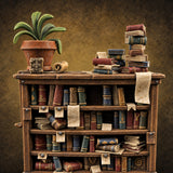 Overstuffed Library Bookshelf E — painted concept preview (terrain supplied unpainted)
