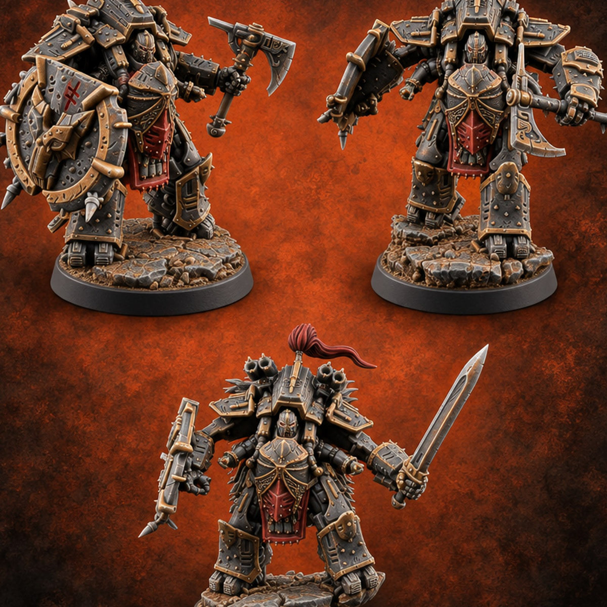 Wrath Wearing Armour Plate Warforged Berserkers — painted concept preview (miniature supplied unpainted)