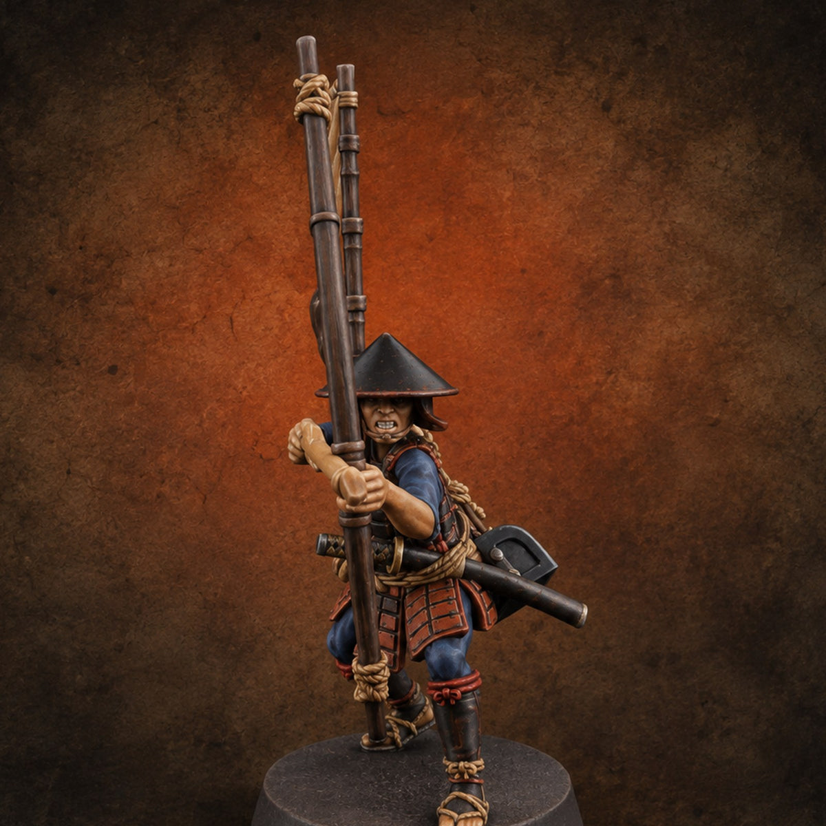 Thwanging Human Ashigaru Archer D — painted concept preview (miniature supplied unpainted)