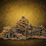 Rat King of the Rick Hay Piles with Broken Fence, Cartwheel, Pitchfork and Rats on Scenic Base — painted concept preview (terrain supplied unpainted)