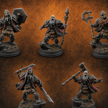 Risen and Roaring Undead Dwarf Warriors — painted concept preview (miniature supplied unpainted)