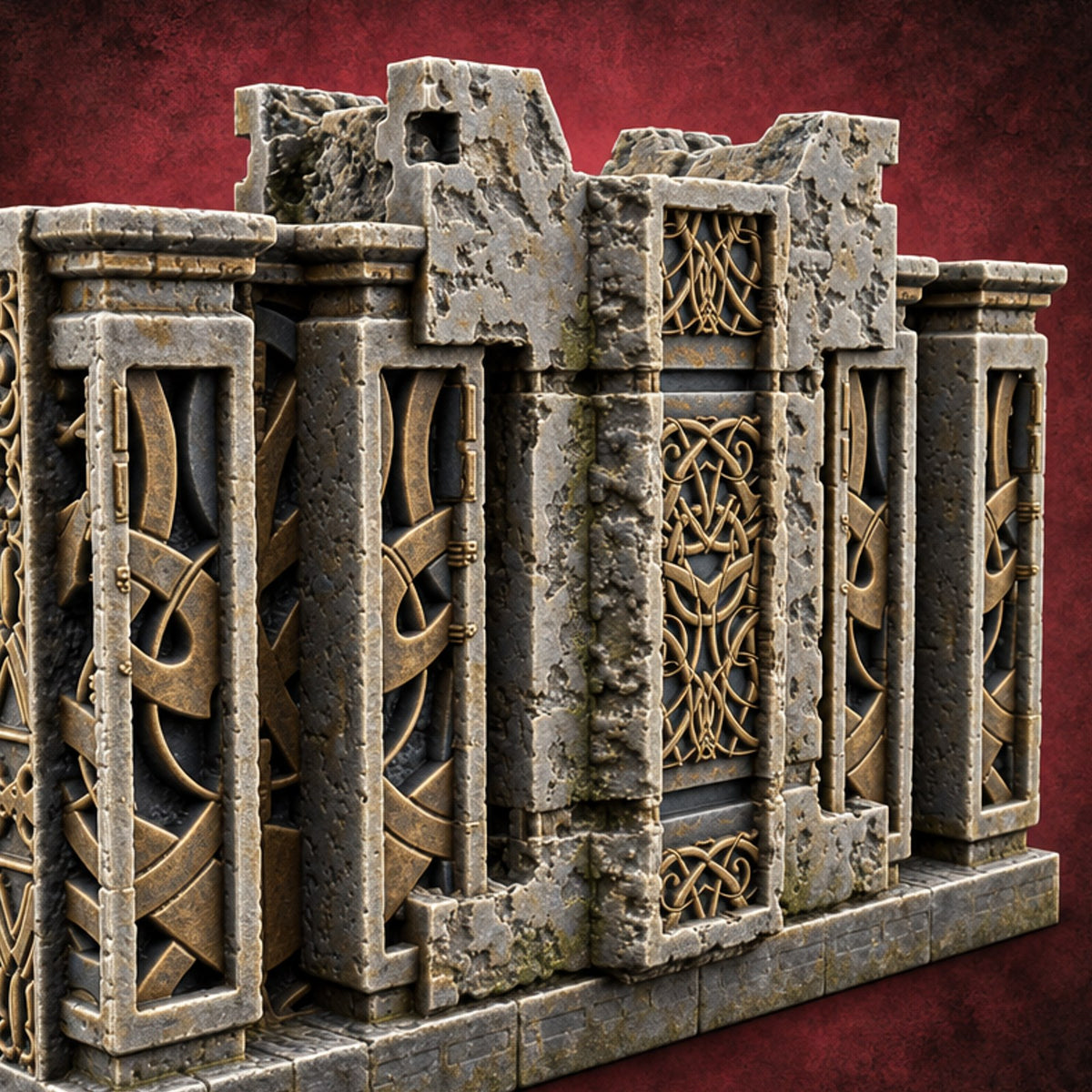 Filigree Fortifications Gothic Ornate Wall or Gate F — painted concept preview (terrain supplied unpainted)