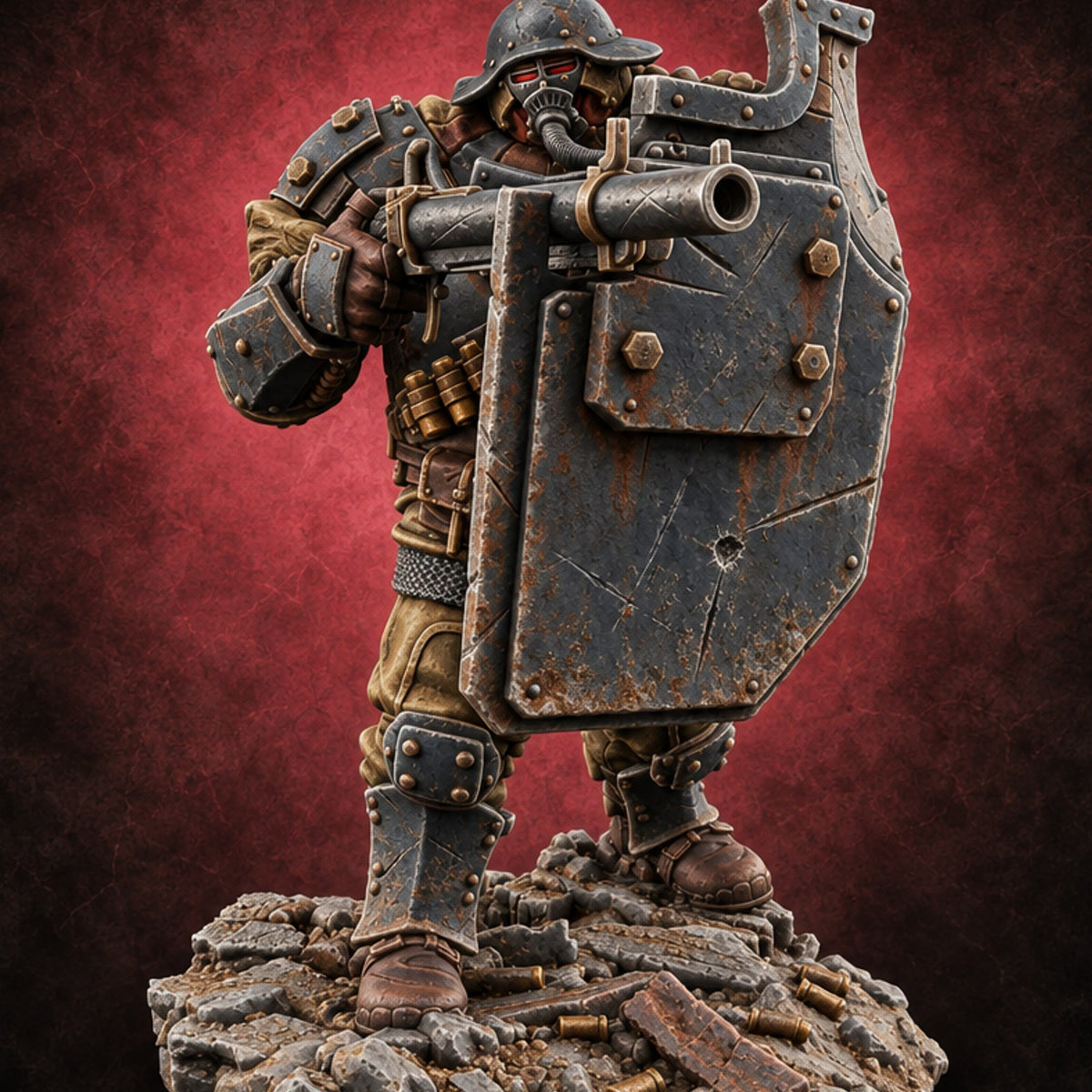Breathing Rubble, Holding Ground Human Iron Guard Soldier D — painted concept preview (miniature supplied unpainted)