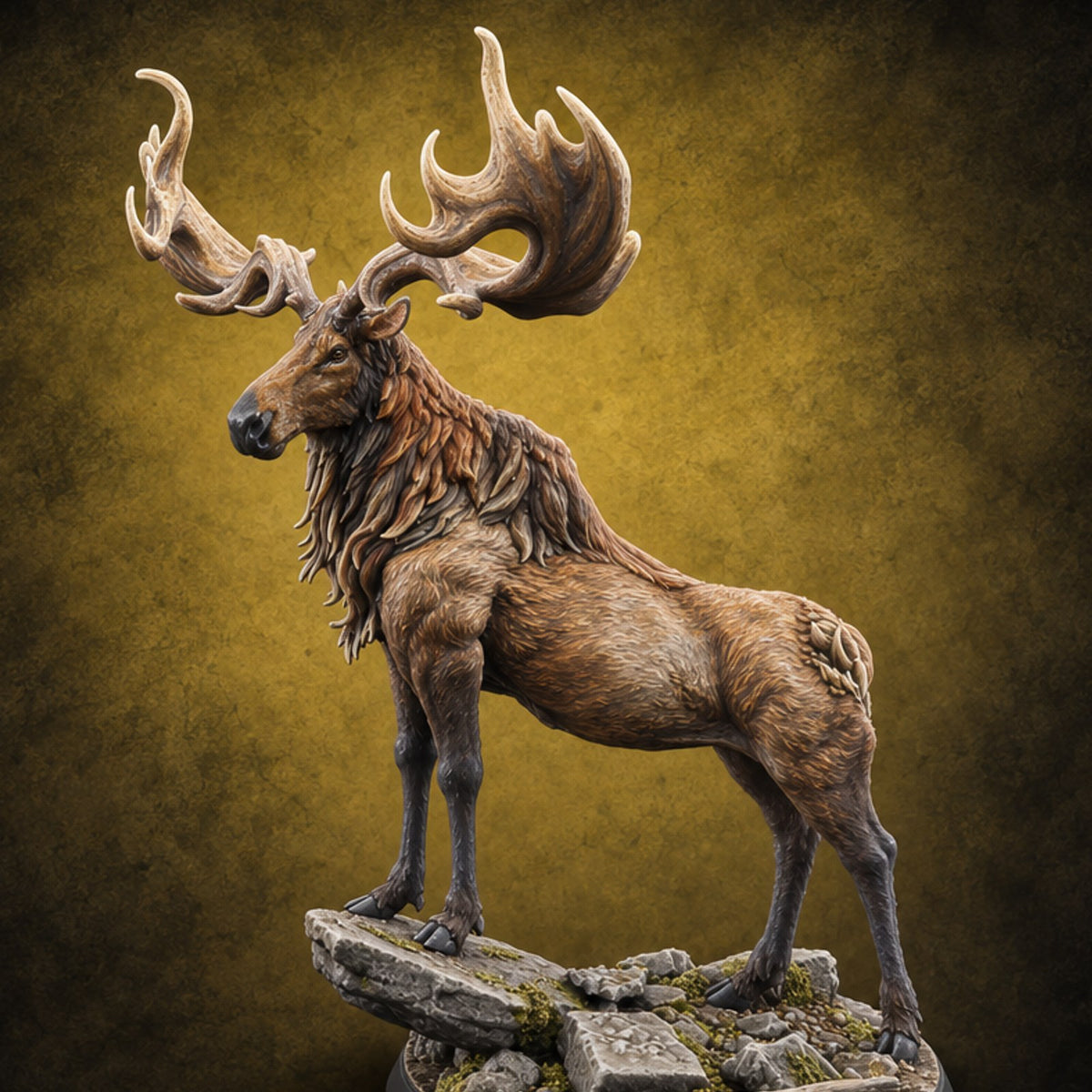 Surveying the Ruined Ridge Giant Elk — painted concept preview (miniature supplied unpainted)