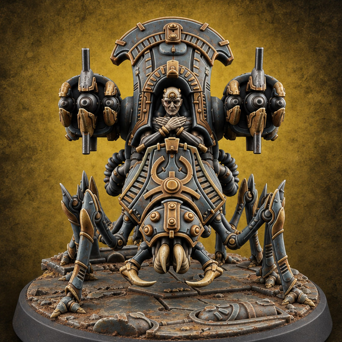Folded Arms, Floating Guns Retriever Spider-Legged Construct A — painted concept preview (miniature supplied unpainted)