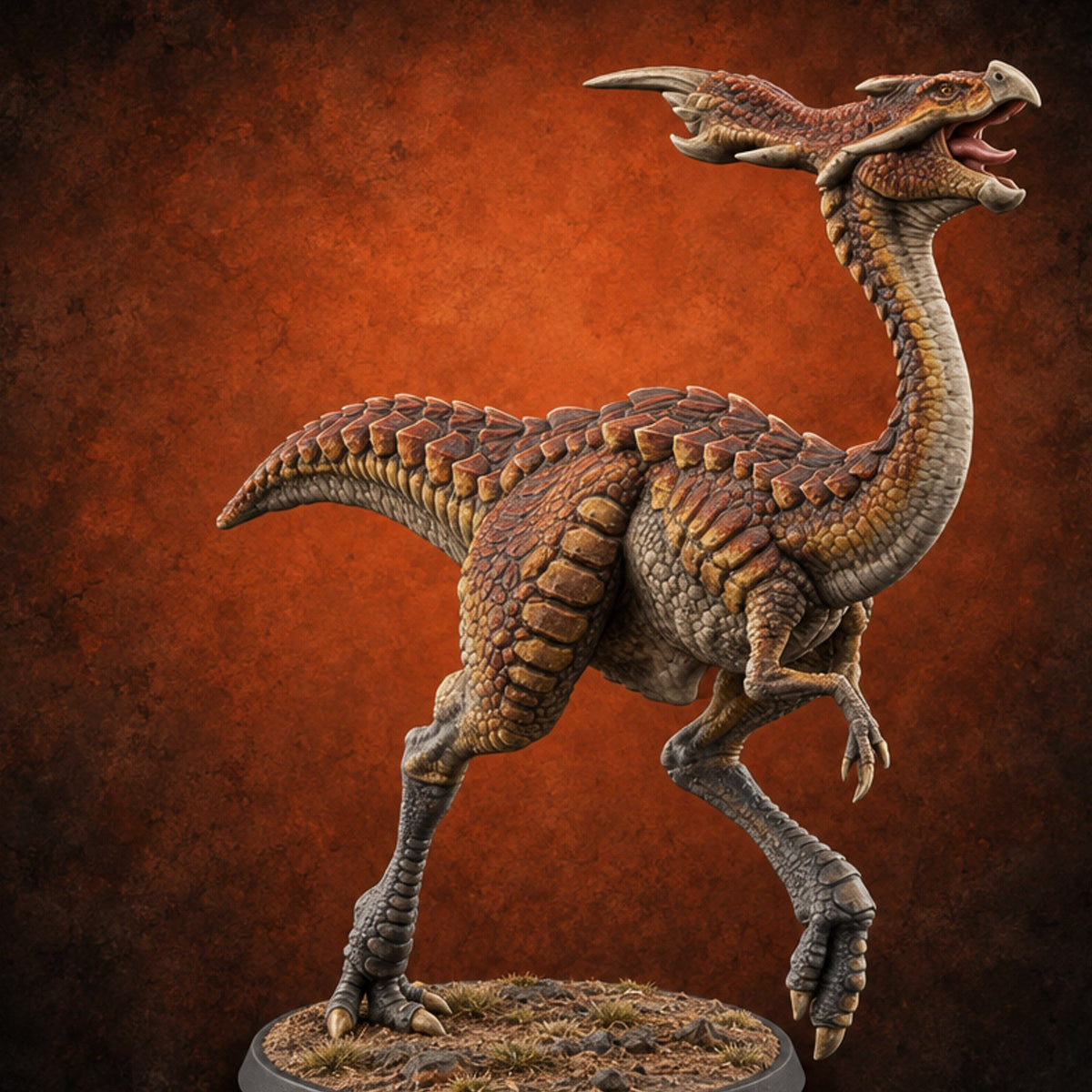 Long Necks, Short Tempers Ceratopsian Dinosaur B — painted concept preview (miniature supplied unpainted)