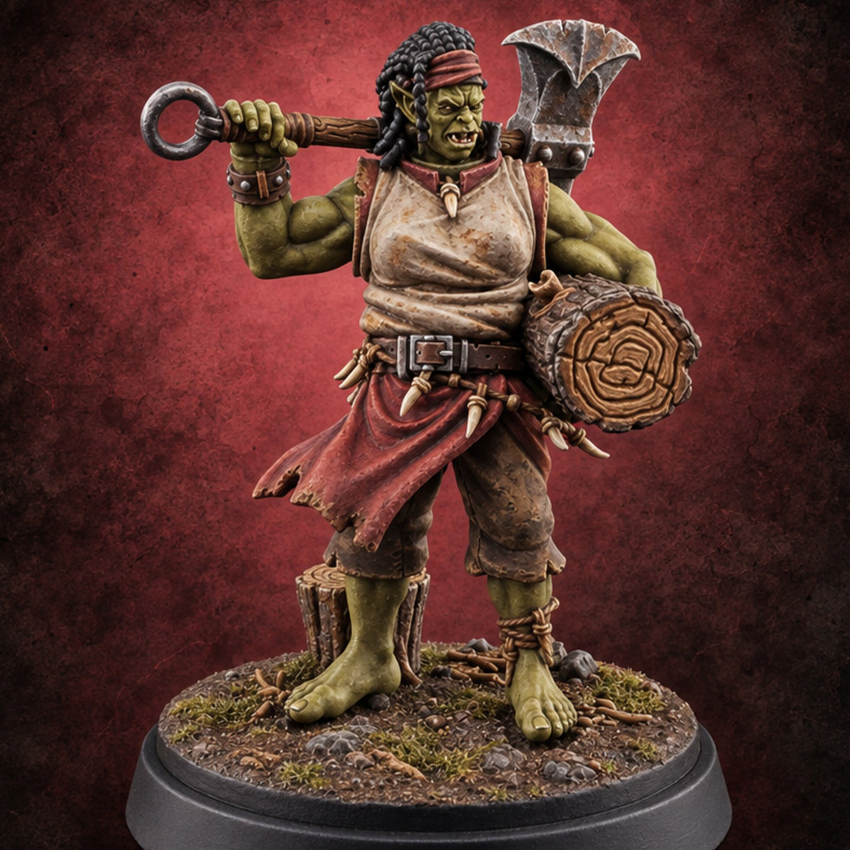 Rings Counted, Trunk Hauled Lumberjack B — painted concept preview (miniature supplied unpainted)