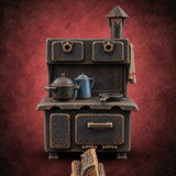 Chimney Hat, Full Pot Cast Iron Kitchen Stove — painted concept preview (terrain supplied unpainted)