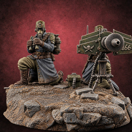 Breath Rationed, Ammunition Not Human Gas-Masked Heavy Infantry B — painted concept preview (miniature supplied unpainted)