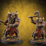 Heads Up, Gentlemen Minotaur Axe Warriors — painted concept preview (miniature supplied unpainted)