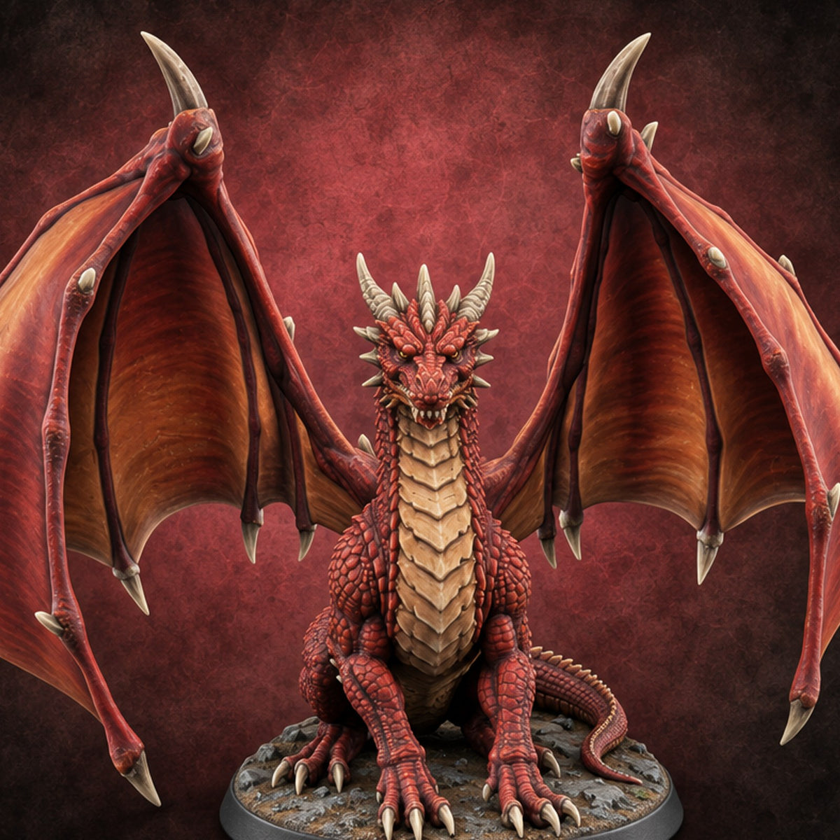 Storm Gathers Beneath Open Wings Adult Dragon — painted concept preview (miniature supplied unpainted)